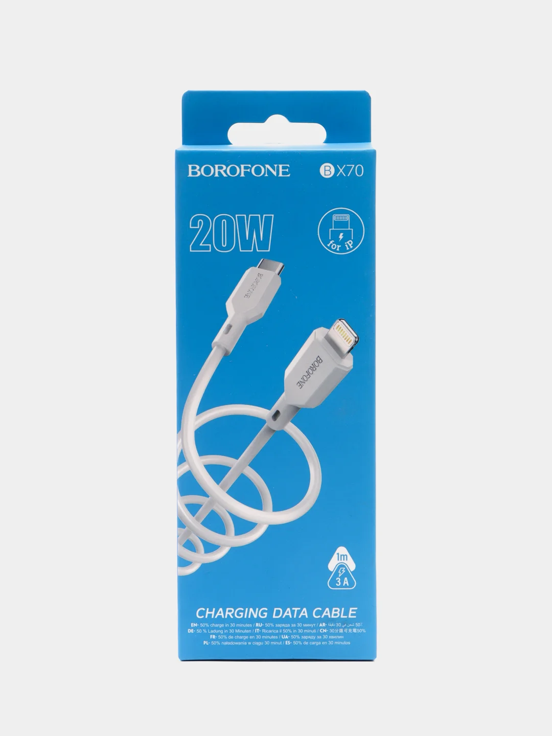 Белый кабель для зарядки Borofone BX70 для Type-C, Micro-USB, Lightning, 1 м
