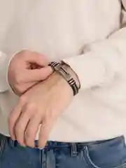 Серебряный браслет мужской, из нержавеющей стали