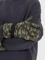 Зелёный хаки тактические перчатки флисовые, утепленные, с ремешком