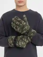 Зелёный хаки тактические перчатки флисовые, утепленные, с ремешком