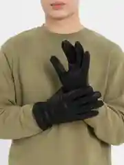 Угольный мужские кожаные зимние перчатки на флисе