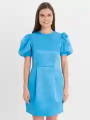 Голубой платье женское, атласное