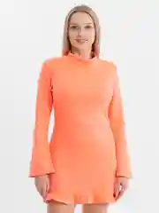 Оранжевый женское платье с длинным рукавом, из экозамши, спандекс