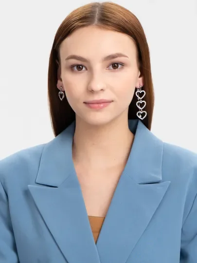 Серебряный серьги женские, ассиметричные