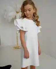 Белый платье для девочек, с перьями