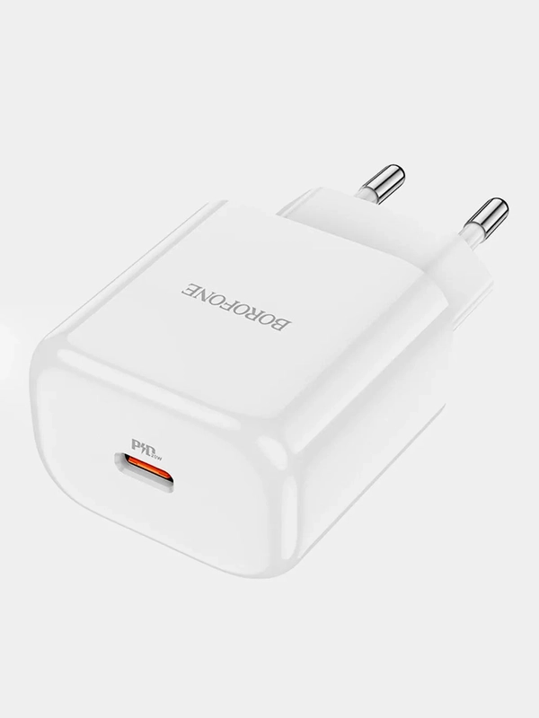 USB-C Зарядное устройство BOROFONE BN3 Premium с быстрой зарядкой PD 20W, белый