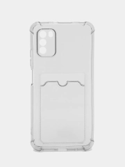 Силиконовый чехол для Xiaomi Poco M3 (Сяоми Поко М3), прозрачный, с карманом
