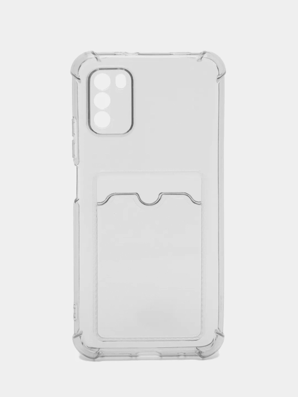 Силиконовый чехол для Xiaomi Poco M3 (Сяоми Поко М3), прозрачный, с карманом