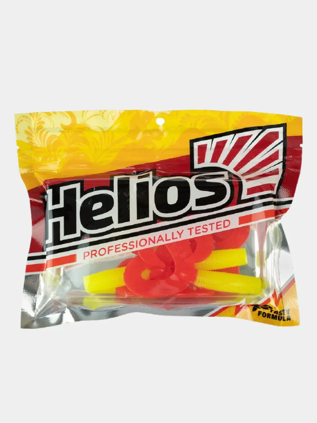 Приманка, твистер Helios Din Acid lemon & Red, 3,11"*7,9 см, виброхвост