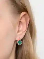 Зеленый серьги "Клевер" Fallon Jewelry из гипоаллергенного медицинского сплава
