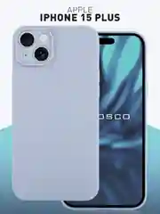 Красный чехол+ стекло для iPhone 15 Plus 15+ силиконовый ROSCO матовый с бортиком- защитой камер