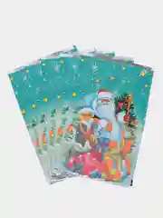 Вишнёвый пакеты новогодние, фольгированные, подарочные, 5 штук в наборе, 6 видов