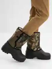 Тёмно-зелёный зимние меховые сапоги утепленные