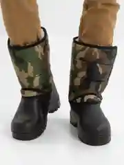 Тёмно-зелёный зимние меховые сапоги утепленные
