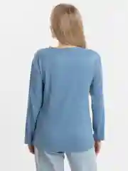 Синий меланж лонгслив с длинным рукавом, однотонный, унисекс