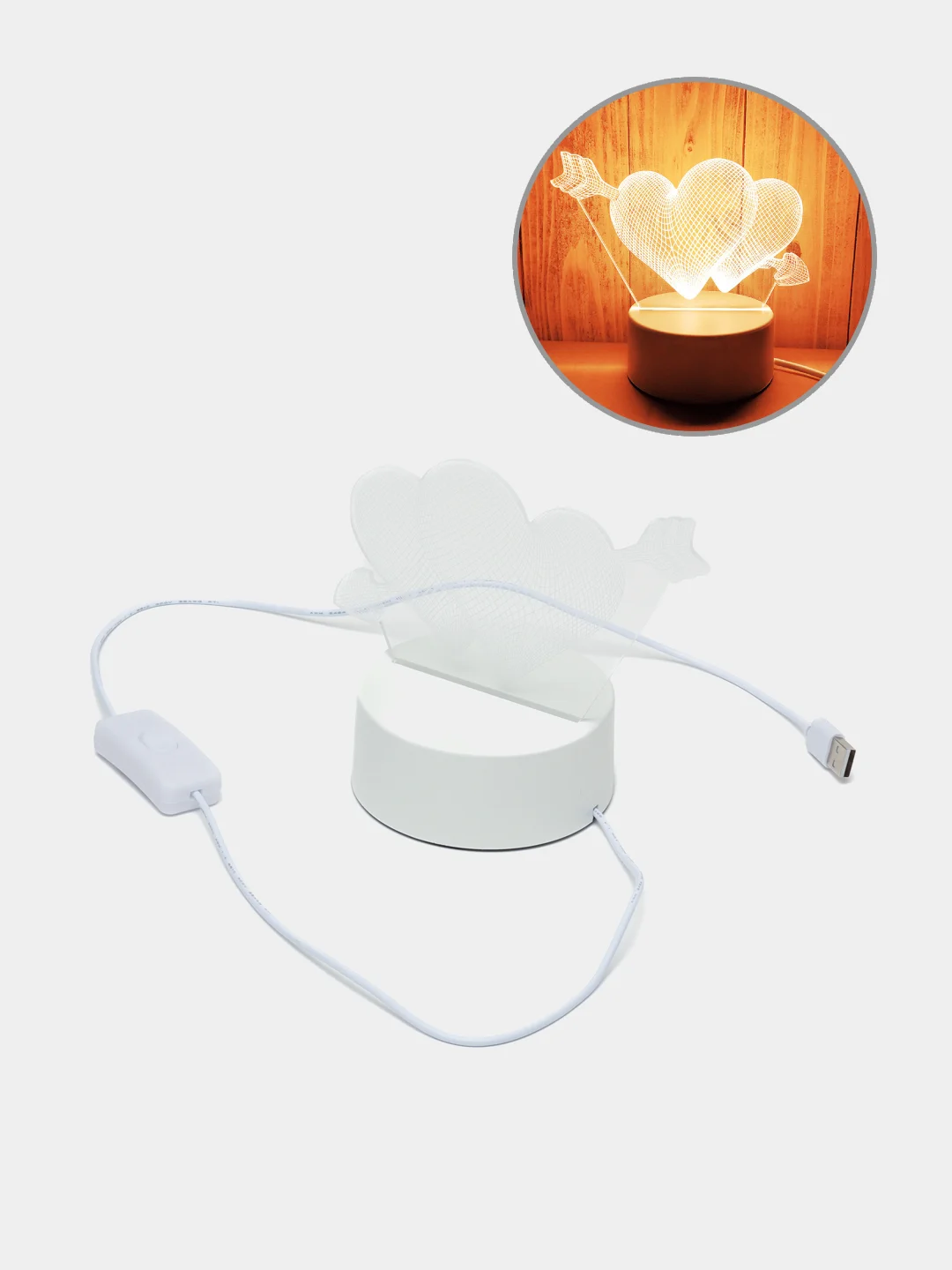 Черный светильник-ночник 3D LED, USB, 14 видов