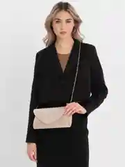 Бежевый клатч на цепочке, женская сумка, вечерняя
