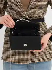 Угольный клатч на цепочке, женская сумка, вечерняя