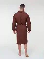 Шоколадный халат вафельный банный мужской, крупная клетка, размеры 48-56, разные цвета
