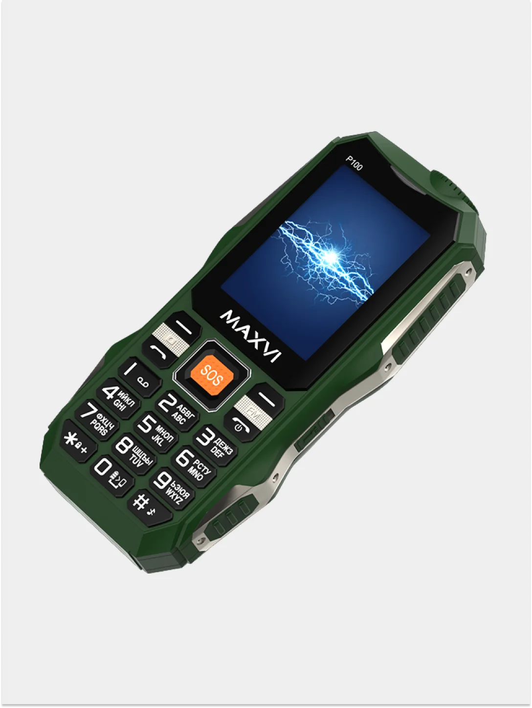 Зеленый мобильный телефон Maxvi P100