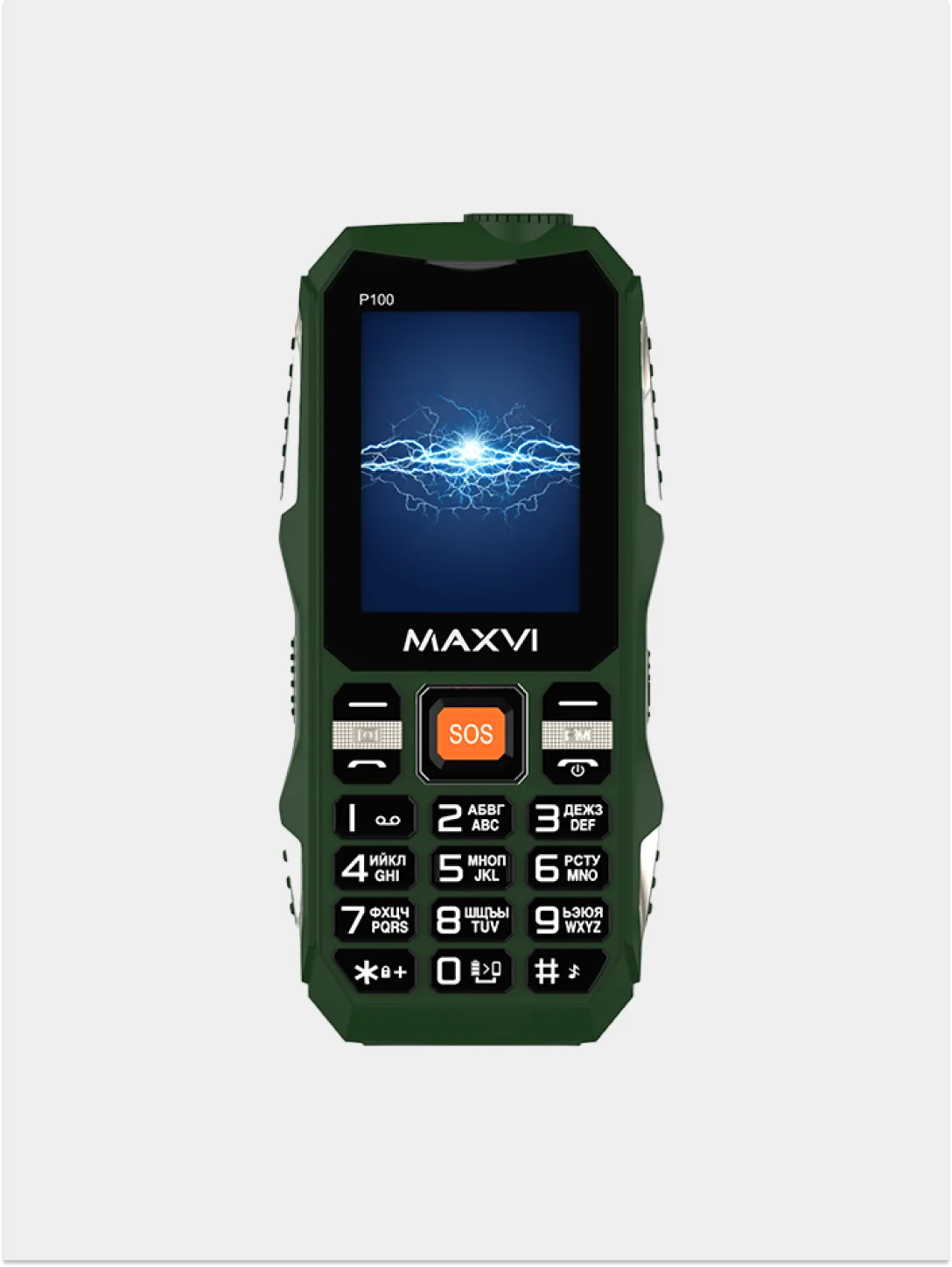 Зеленый мобильный телефон Maxvi P100