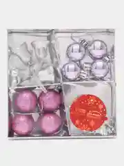 Серебряный набор елочных игрушек, украшения на елку