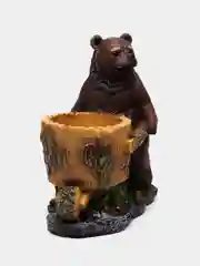 Садовая фигурка-кашпо "Decobraz" Медведь с тележкой  15*27*31 см.