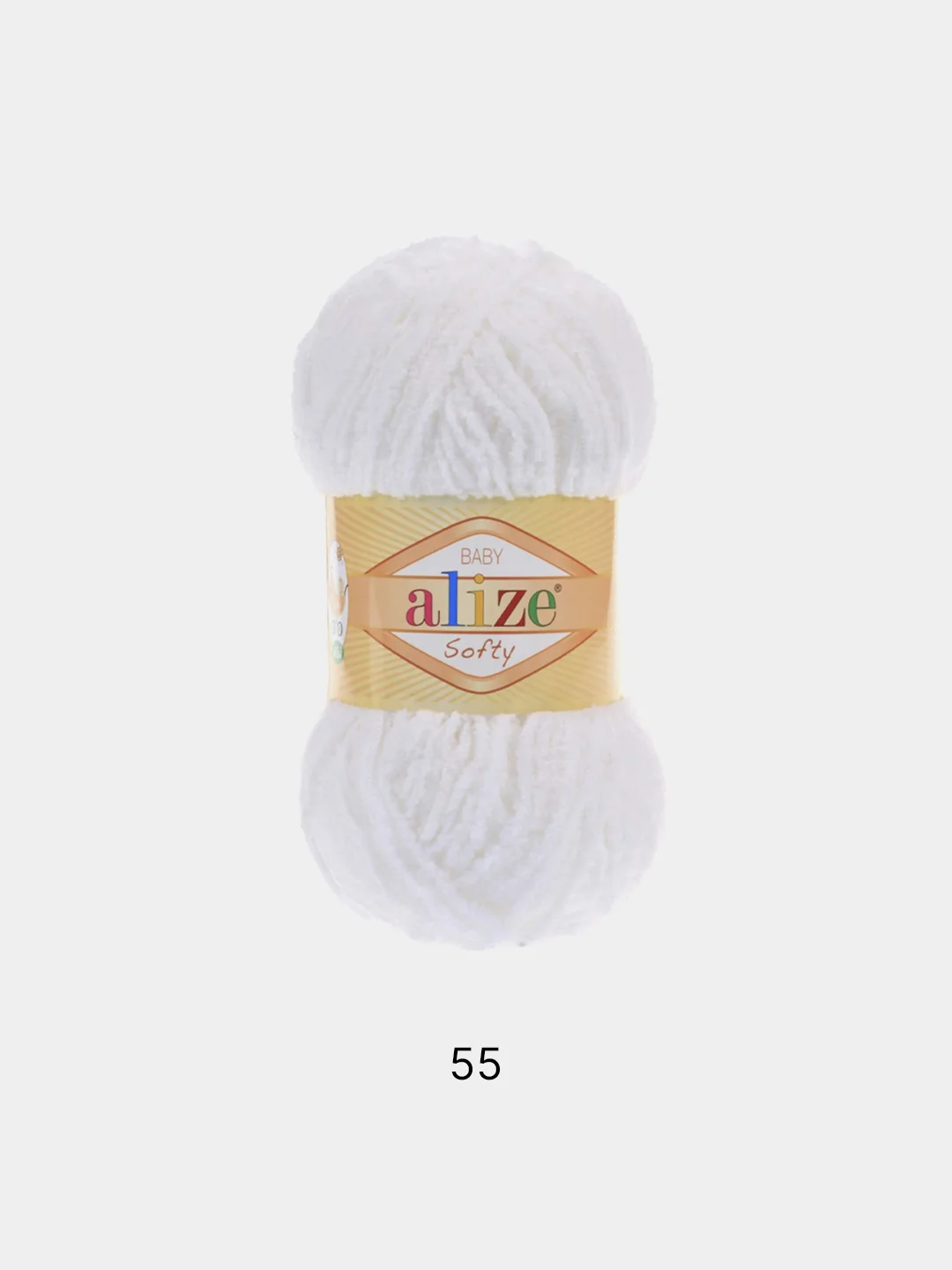 Белый пряжа Alize Softy, 50 г 115 м, 100% полиэстер