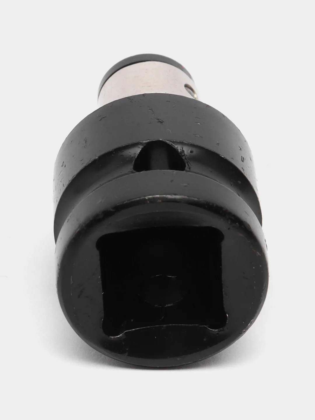 Черный переходник для гайковерта с 1/2" квадрат на шестигранник 1/4" HEX (6,35 мм)