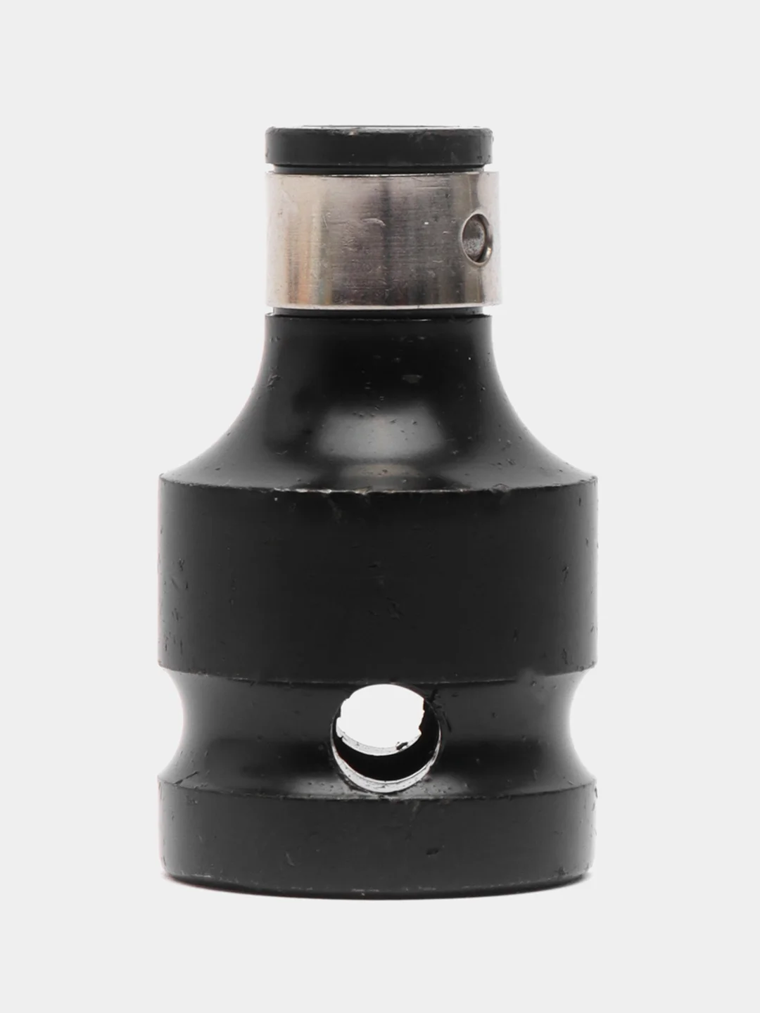 Черный переходник для гайковерта с 1/2" квадрат на шестигранник 1/4" HEX (6,35 мм)