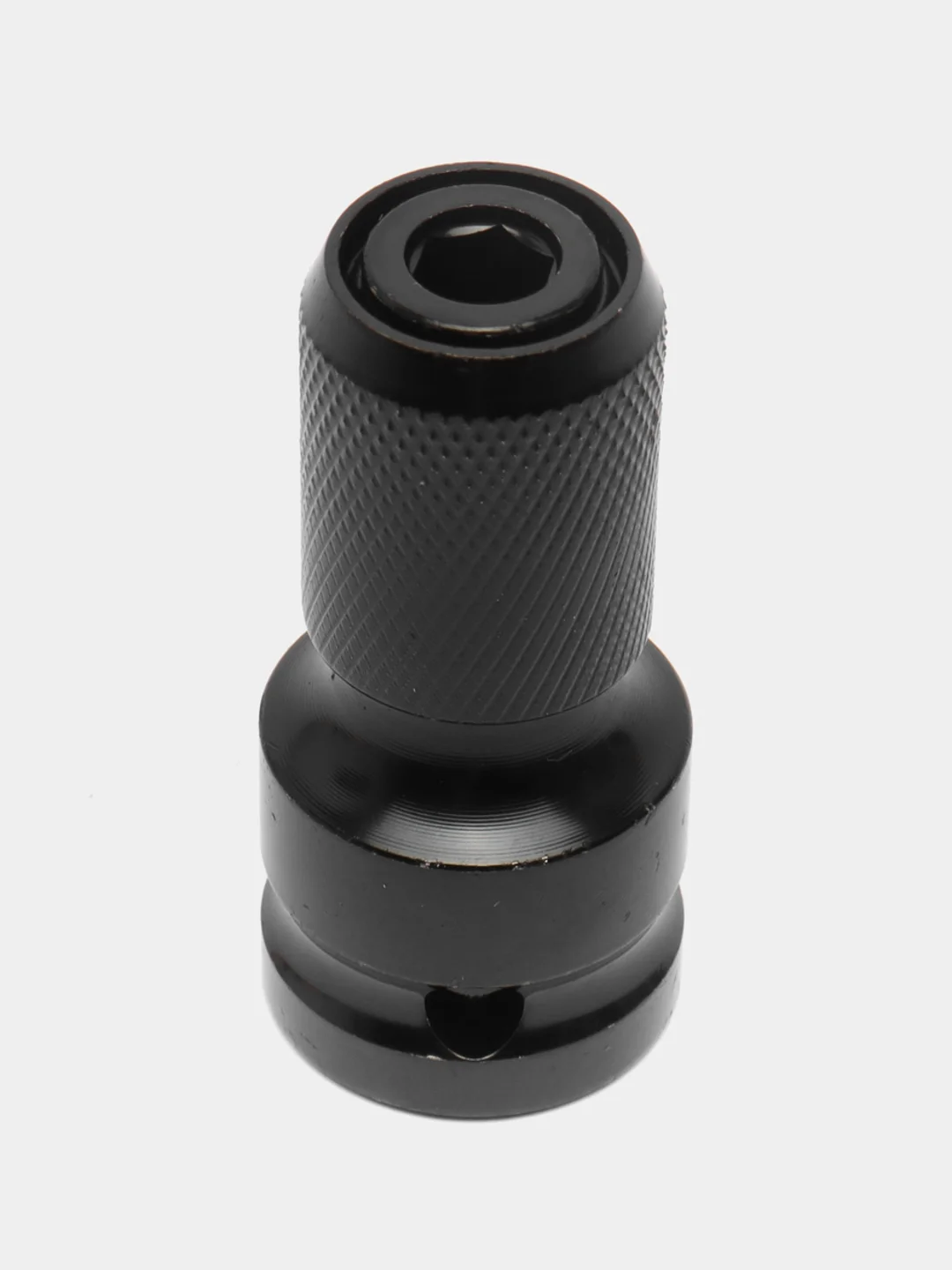 Черный переходник для гайковерта с 1/2" квадрат на шестигранник 1/4" HEX, быстросъемный адаптер