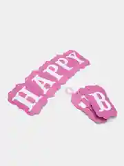 Кораллово-розовый гирлянда-растяжка и флажки  "Happy Birthday" 26 видов