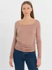 Бежевый лонгслив женский, с длинным рукавом