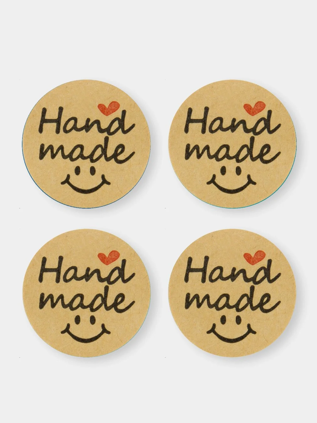 Серебряный наклейки для ручной работы Hand made 25 мм, 500 шт в рулоне, стикеры