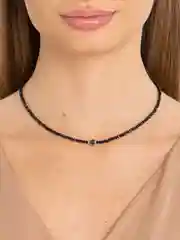 Чокер из циркона, с сердцем, из гематита