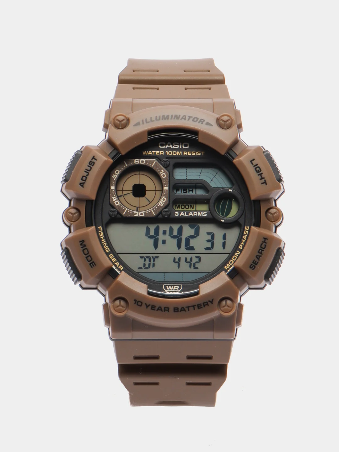Песочный хаки часы наручные электронный Casio Collection WS-1500H / Casio Illuminator AE-1500W