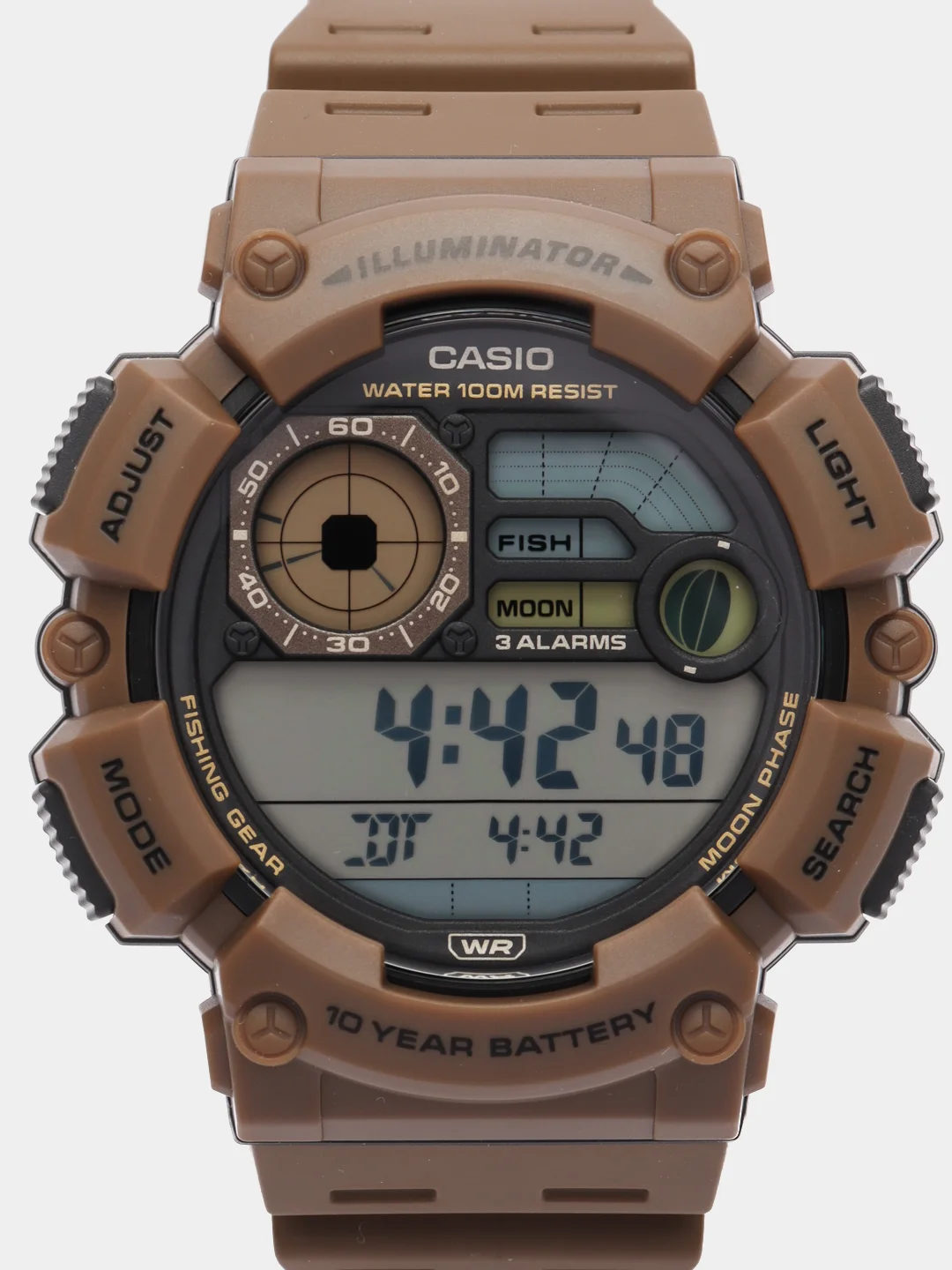 Песочный хаки часы наручные электронный Casio Collection WS-1500H / Casio Illuminator AE-1500W