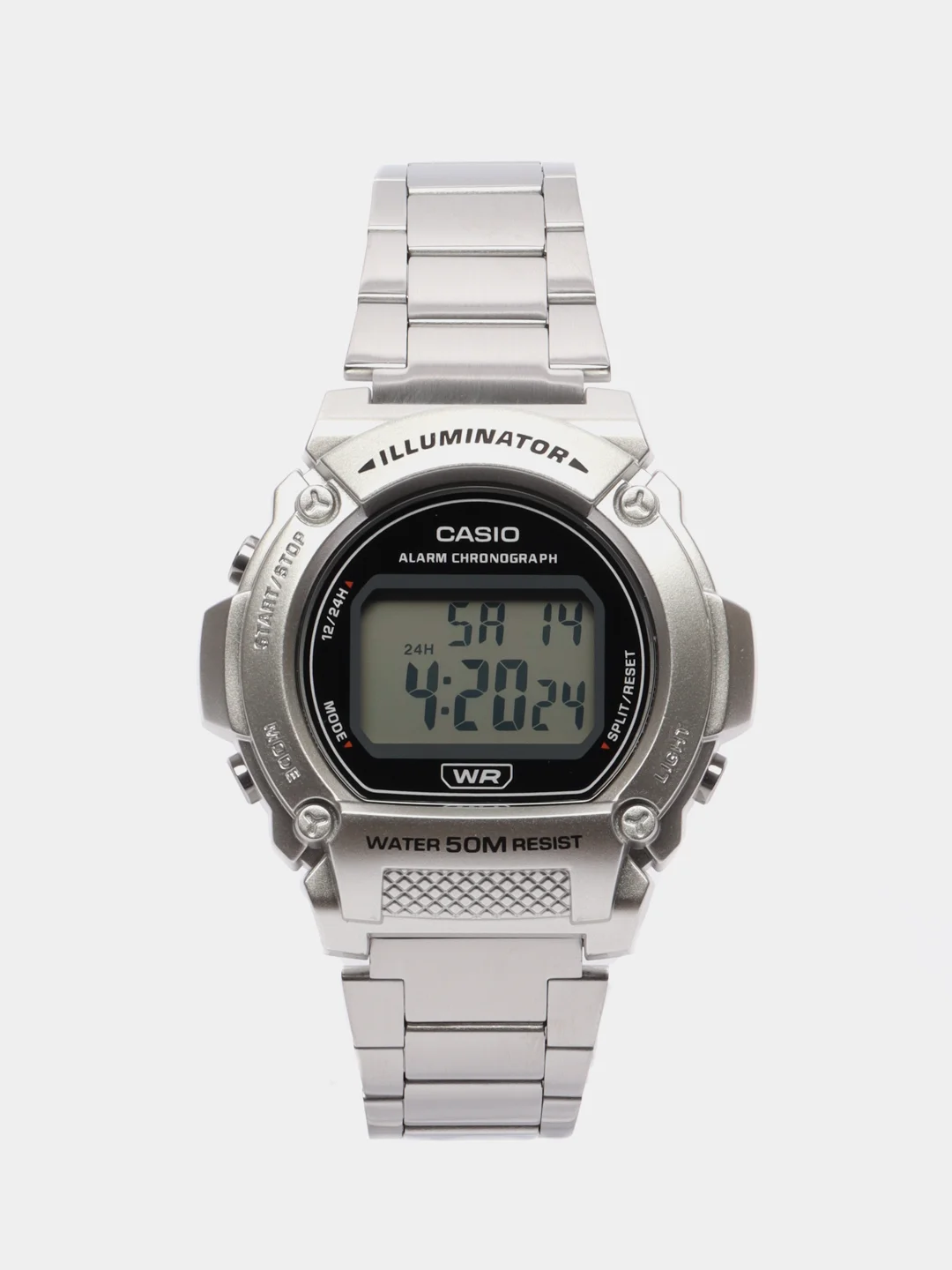 Серебряный часы наручные электронные Casio Collection W-219H