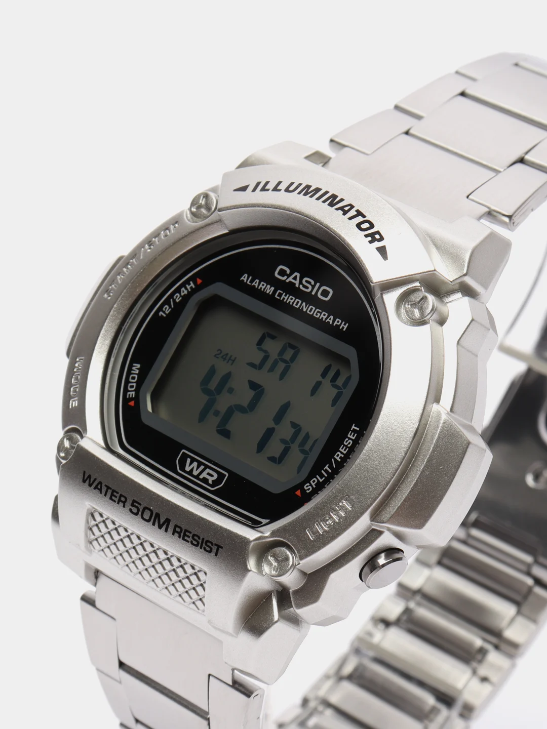 Серебряный часы наручные электронные Casio Collection W-219H