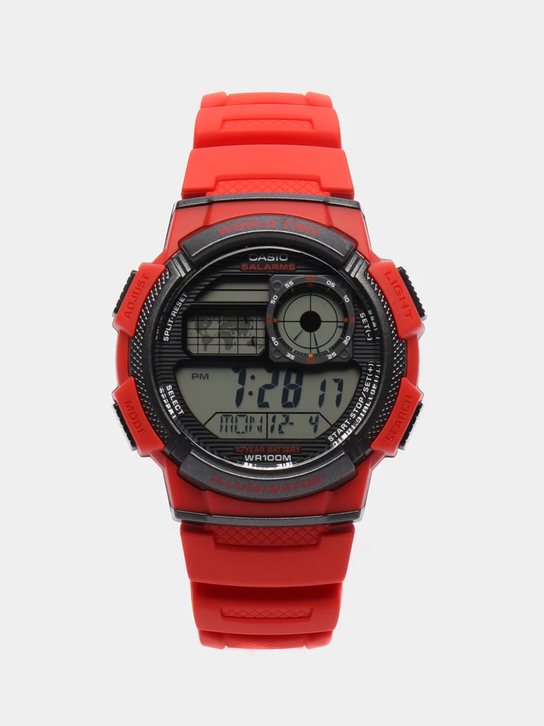 Красный часы наручные электронный Casio Illuminator AE-1000W