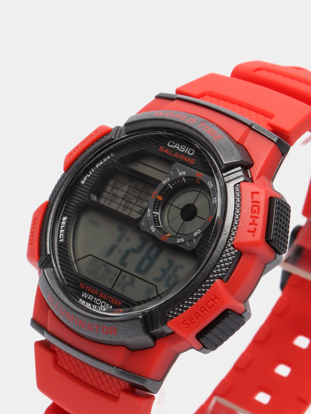 Красный часы наручные электронный Casio Illuminator AE-1000W