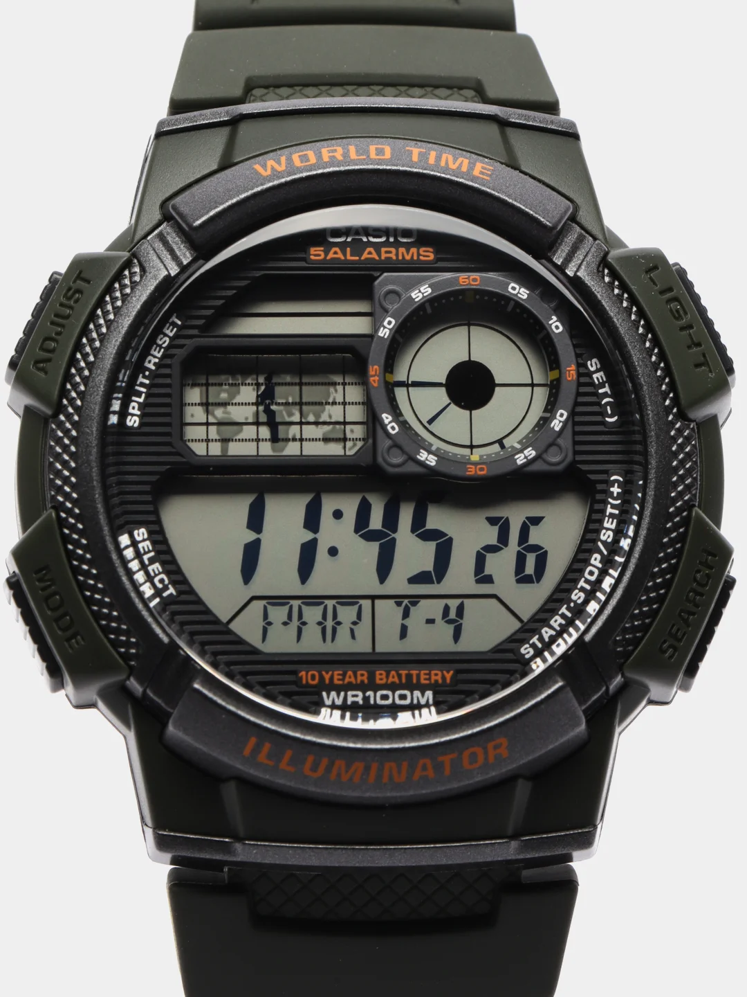 Тёмно-зелёный часы наручные электронный Casio Illuminator AE-1000W