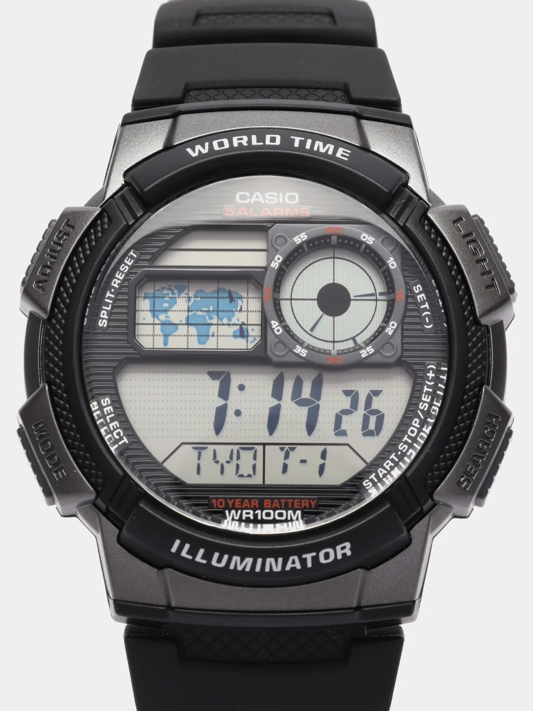 Хром часы наручные электронный Casio Illuminator AE-1000W