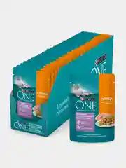 Влажный корм Purina ONE для кошек с чувствительным пищеварением, курица и морковь, 26х75 г