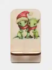 Подставка для телефона зеленый деревянный Дракон, на 23 февраля мальчику