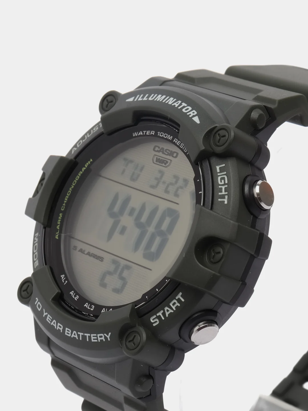 Тёмно-зелёный часы наручные электронный Casio Collection WS-1500H / Casio Illuminator AE-1500W