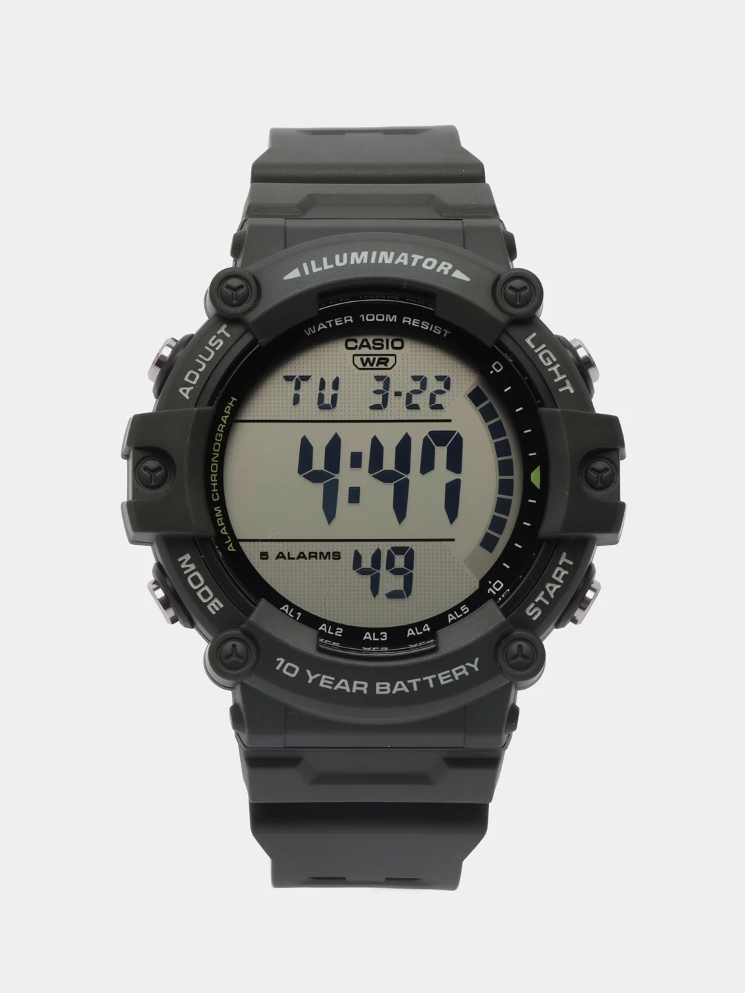 Тёмно-зелёный часы наручные электронный Casio Collection WS-1500H / Casio Illuminator AE-1500W