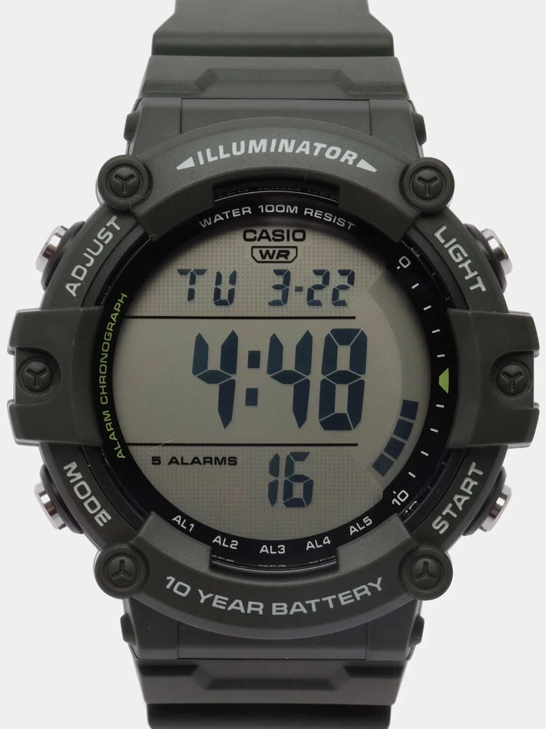 Тёмно-зелёный часы наручные электронный Casio Collection WS-1500H / Casio Illuminator AE-1500W