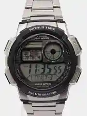 Серебряный часы наручные электронный Casio Illuminator AE-1000W