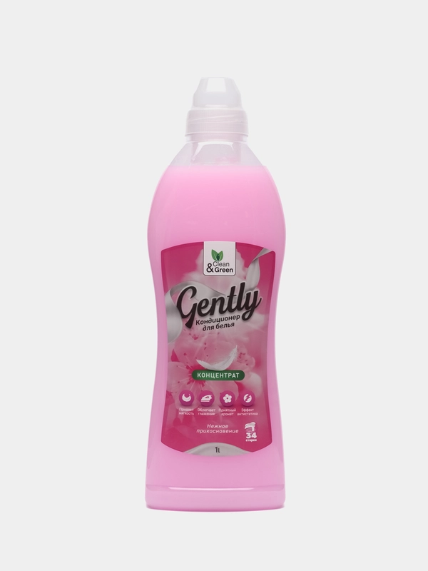 Кондиционер для белья Gently "Нежное прикосновение", концентрат, 1000 мл, Clean&Green